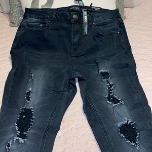 High rise distressed skinny jeans